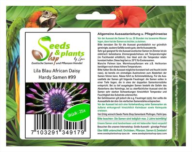 25x Lila Blau African Daisy Hardy Samen Pflanze Garten Blume #99