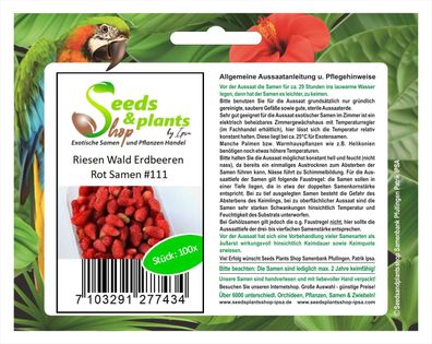 100x Riesen Wald Erdbeeren Rot Samen Saatgut Pflanze essbar Obst #111