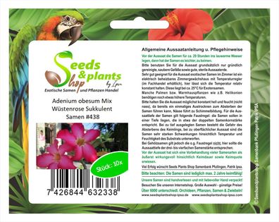 10x Adenium obesum Mix Wüstenrose Samen Sukkulent Garten Pflanze #438