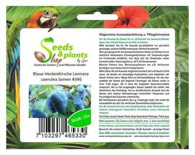 15x Blaue Heckenkirsche Lonicera caerulea Samen Garten Zierpflanze #346