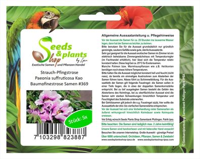 5x Strauch-Pfingstrose Paeonia suffruticosa Kao Baumpfingstrose Samen #369