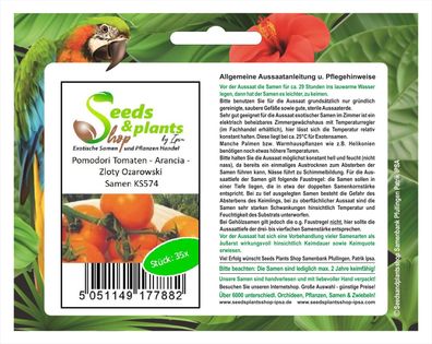 35x Pomodori Tomaten - Arancia - Zloty Ozarowski - Tomaten Samen Gemüse KS574