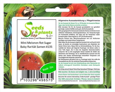 15x Mini Melonen Rot Sugar Baby Samen Obst Pflanze Rarität essbar #135
