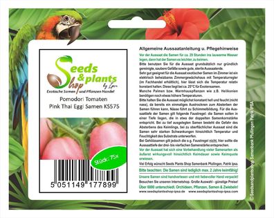 75x Pomodori Tomaten - Pink Thai Egg -Tomaten Samen Gemüse KS575