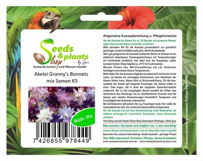 35x Akelei Granny's Bonnets mix-Samen Garten Pflanze Saatgut K5