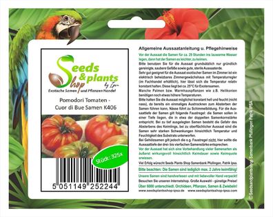 325x Pomodori Tomaten - Cuor di Bue - Ochsenherz- Samen Gemüse Garten K406