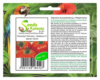 25x Pomodori Tomaten - Bistecca F1 - Samen Gemüse Salat Saatgut KS141