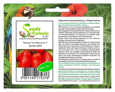 75x Tomate San Marzano 3-Tomaten Samen Gemüse Garten K459