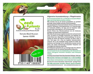15x Tomate Black Russian - Alte Sorten Samen Salat Gemüse Garten KS398