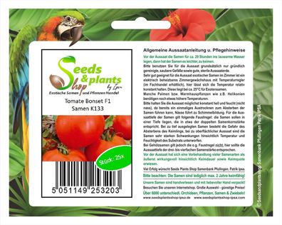 25x Tomate Bonset F1 Samen Gemüse Garten Salat Pflanze Saatgut K133