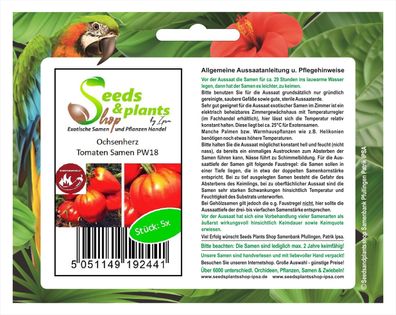 5x Ochsenherz- Samen Saatgut Küche Garten Pflanze Tomaten samen PW18