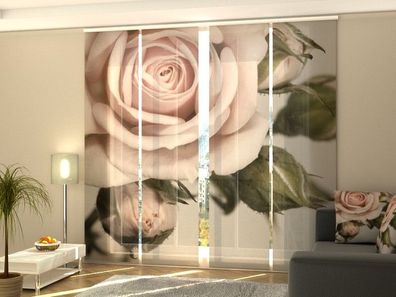 Schiebegardine "Rose mit Knospen" Flächenvorhang Gardine Vorhang mit 3D Druckmotiv