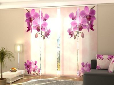 Schiebegardine "Schöne Kolibri Orchideen" Flächenvorhang Gardine mit 3D Druckmotiv