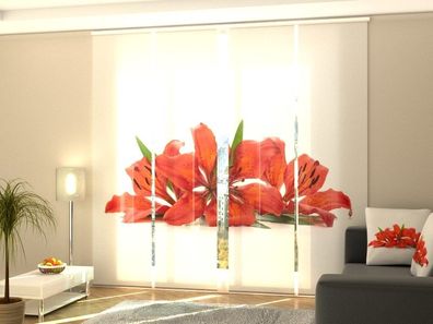 Schiebegardine "Glühende Lilien" Flächenvorhang Gardine Vorhang mit Fotomotiv auf Maß