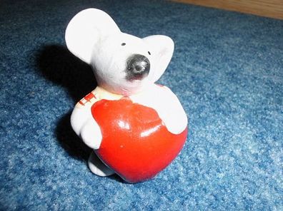 kleine Maus aus Keramik mit Herz