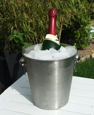Edelstahl Sektkühler matt - 20 cm - Champagner Schale Eis Kübel Sekt Getränke Kühler