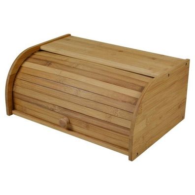 Bambus Brot Kasten m. Roll Deckel - 40 cm - Brötchen Holz Korb Vorrats Box Kiste