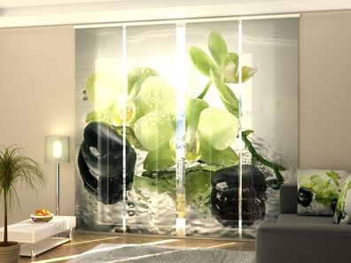 Schiebegardine "Pistazien Orchidee" Flächenvorhang Gardine Vorhang mit 3D Druckmotiv