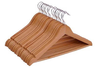 Holz Kleiderbügel natur - 20 Stück - Hosenbügel Anzugbügel Bügel Holzbügel