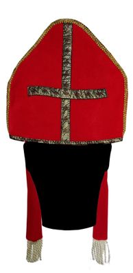 Bischofsmütze (rot/ gold) Nikolausmütze Papstmütze Hut Verkleidung Kostüm Kirche