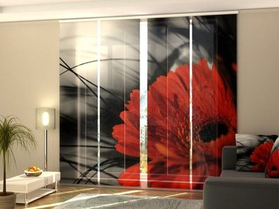 Schiebegardine "Rot und Schwarz" Flächenvorhang Gardine Vorhang mit 3D Druckmotiv