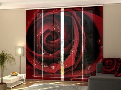 Schiebegardine "Rote Rose" Flächenvorhang Gardine Vorhang mit 3D Druckmotiv auf Maß
