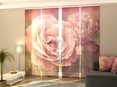 Schiebegardine "Rosa Rosen" Flächenvorhang Gardine Vorhang mit 3D Druckmotiv auf Maß
