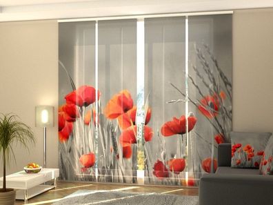 Schiebegardine "Wilde Mohnblumen" Flächenvorhang Gardine Vorhang mit 3D Druckmotiv