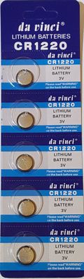 5 x 3V Lithium Batterie CR 1220 Knopfzelle CR1220