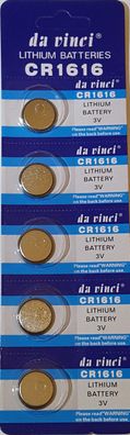 5 x 3V Lithium Batterie CR 1616 Knopfzelle CR1616