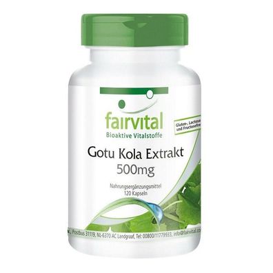 Gotu Kola Extrakt 500mg - 120 Kapseln mit Zink und Vitamin C - VEGAN - fairvital