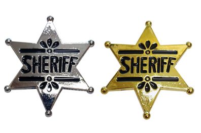 Sheriffstern (6x6cm) gold silber Verkleidung Cowboy Sheriff Karneval Fasching
