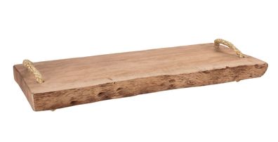 Massivholz Servierplatte 50x20 cm - 2 Griffe - Holz Servierbrett Serviertablett