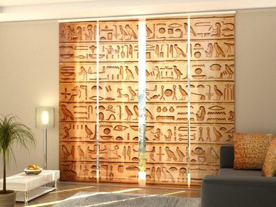 Schiebegardine "Ägyptische Hieroglyphen" Flächenvorhang Gardine Vorhang mit Fotomotiv