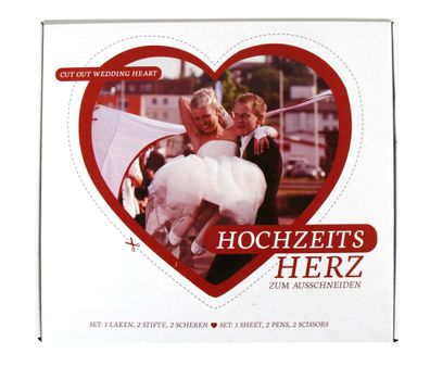 Hochzeits Herz zum Ausschneiden - 2x1,8 m - Hochzeitsspiel mit Scheren + Stiften