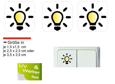 3 Stück Schalteraufkleber Licht Lampe Birne Schalter Aufkleber Symbol (R25/16)