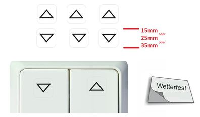 6 Stück Schalteraufkleber Rollo Pfeile auf ab Schalter Aufkleber Symbol (R25/14)