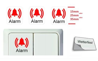 3 Stück Schalteraufkleber Alarm Sirene Kling Schalter Aufkleber Symbol (R25/13)