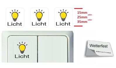 3 Stück Schalteraufkleber Licht Lampe Birne Schalter Aufkleber Symbol (R25/10)