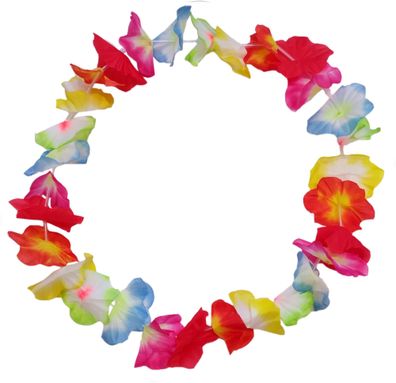Hawaii-Kette (bunte Blüten) Blumenkette Kette Kostüm Accessoire Karneval farbig