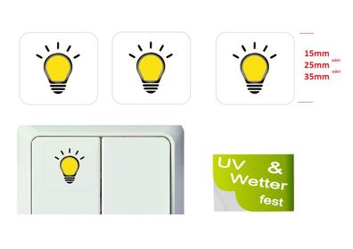 3 Stück Schalteraufkleber Licht Schalter Aufkleber Symbol Lampe (R25/1)