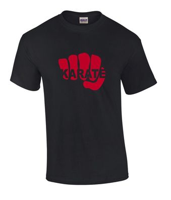 schwarzes T-Shirt Karate Faust