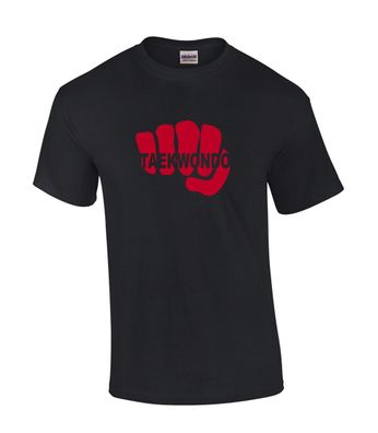 schwarzes T-Shirt Taekwondo Faust