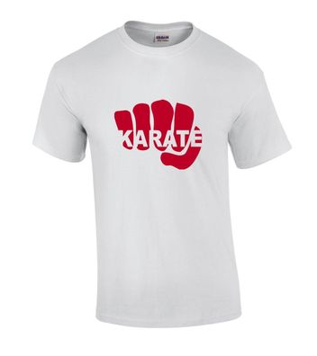 weisses T-Shirt Karate Faust