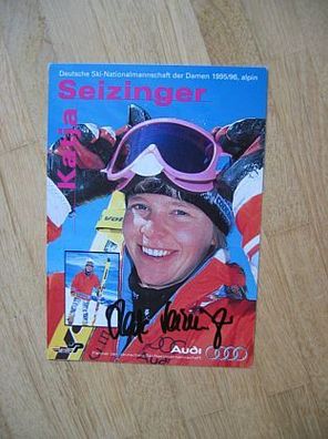Skirennläuferin Abfahrt Olympiasiegerin Katja Seizinger - handsigniertes Autogramm!!!