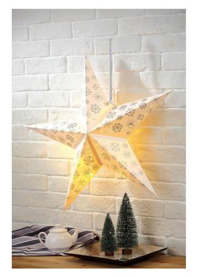 Weihnachtsstern Schneeflocke 60 cm - 10 LED - Papierstern zum hängen Leuchtstern