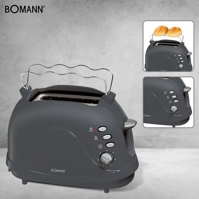 Bomann 800 Watt Toaster Toastautomat TA 246 CB grau