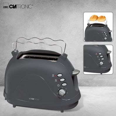 Clatronic Toaster 2 Scheiben Toastautomat TA 3565 grau