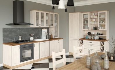 Küche Küchenzeile Landhaus Soft Close - individuell stellbar - MDF