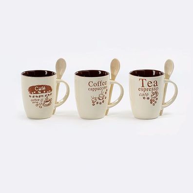 Keramiktassen Coffee & Tea - 3 Stück als Set